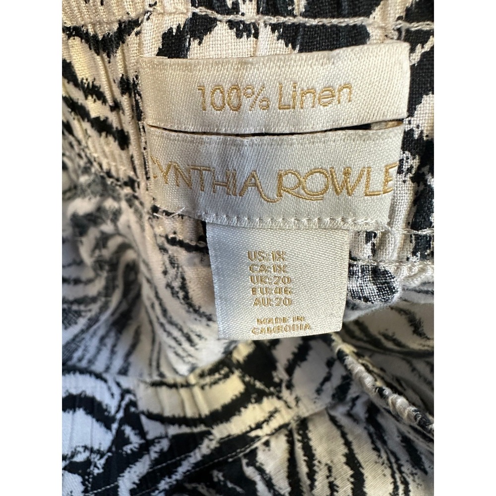 Cynthia Rowley 100% Linen Wide Leg Crop Pants Leaf Tropical Print Plus Size 1X - Picture 9 of 12